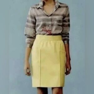 Anthropologie Cartonnier Pencil Skirt Women's 4 Yellow High Waist Welt Pockets